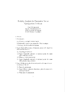 Stability analysis for parametric vector optimization problems * Preliminaries