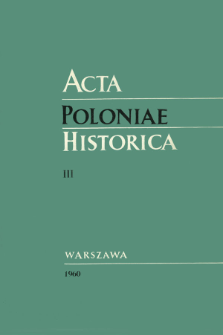 Acta Poloniae Historica T. 3 (1960), &Eacute;tudes