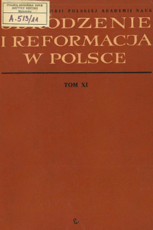 Odrodzenie i Reformacja w Polsce T. 11 (1966)