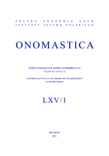Onomastica LXV/1 (65/1)