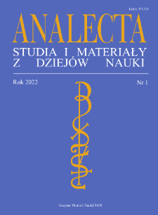Analecta : studia i materiały z dziejów nauki