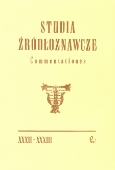 Studia Źródłoznawcze = Commentationes T. 32-33 (1990)