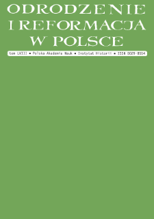 Odrodzenie i Reformacja w Polsce T. 58 (2014), Artykuły