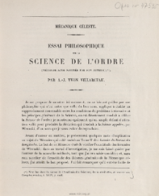 Essai philosophique sur la science de l'ordre (méthode ainsi nommée par son auteur) : mécanique céleste