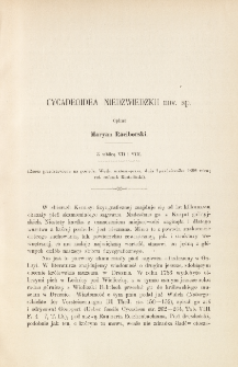 Cycadeoidea Niedzwiedzkii nov. sp. (z tablicą VII i VIII)