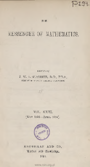 The Messenger of Mathematics T. XXIII (1893-1894), Spis treści i dodatki