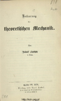 Bedeutung der theoretischen Mechanik