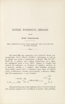 Syntezy pochodnych chinoliny