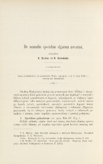 De nonnullis speciebus algarum novarum (z dwiema tablicami)