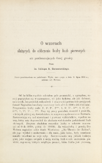 O wzorach służących do obliczenia liczby liczb pierwszych nie przekraczających danej granicy