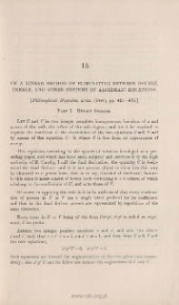 On alinear method of eliminating beween double, treble, and other systems of algebraic equations