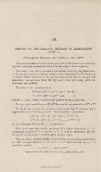 Memoir on the dialytic method of elimination, Part I