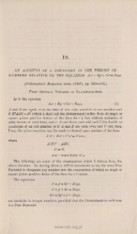 An account of a discovery in the theory of numbers relative to the equation Ax3+By3+Cz3=Dxyz