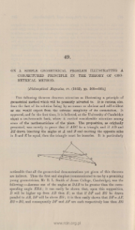 On a simple geometrical problem, illustrating a conjectured principle in the theory of geometrical method