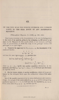 On the new rule for finding superior and inferior limits to the real roots of any algebraical equation