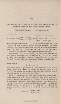 The algebraical theory of the secular inequality determinantive equation generalised