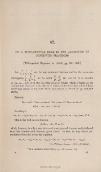 On a fundamental rule in the algorithm of continued fractions