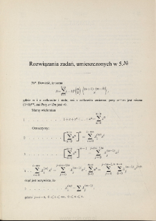 Rozwiązania zadań, umieszczonych w No 5.