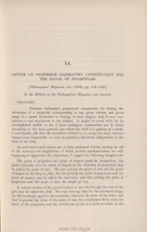 Letter on Professor Galbraith's construction for the range of projectiles