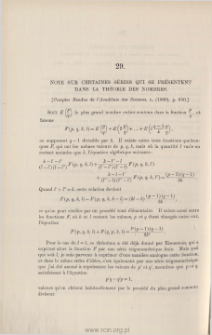 Note sur certaines séries qui se présentent dans la théorie des nombres
