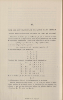 Note sur l'involution de six lignes dans l'espace