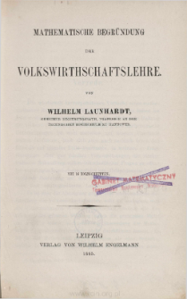 Mathematische Begründung der Volkswirthschaftslehre