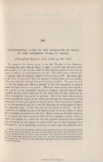 Supplemental Note on the Analogues in space to the Cartesian ovals in plano