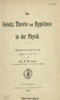 Über Gesetz, Theorie und Hypothese in der Physik