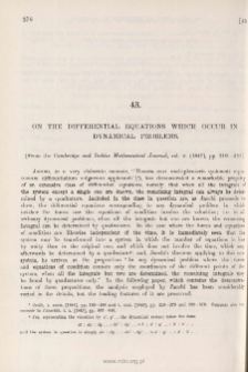 On the Differential Equations which occur in Dynamical Problems