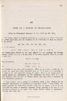 Note on a System of Imaginaries