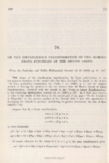 On the Simultaneous Transformation of Two Homogeneous Functions of the Second Order