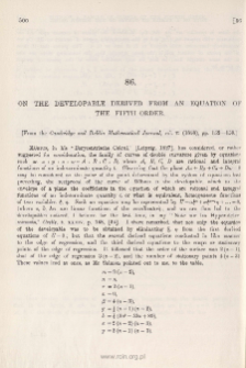 On the Developable derived from an Equation of the Fifth Order