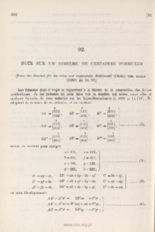 Note sur um Syst&egrave;me de certaines Formules