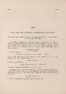 Note sur une formule d'intégration indéfinie