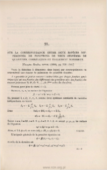 Sur la correspondance entre deux esp&egrave;ces diff&eacute;rentes de fonctions de deux syst&egrave;mes de quantit&eacute;s [...]