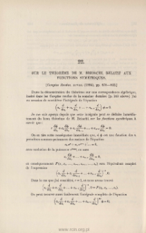 Sur le th&eacute;or&egrave;me de M. Broschi, relatif aux fonctions sym&eacute;triques