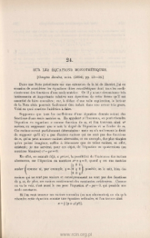 Sur les &eacute;quations monoth&eacute;tiques