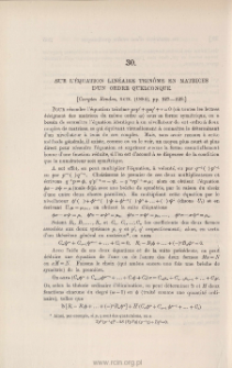 Sur l'&eacute;quation lin&eacute;aire trin&ocirc;me en matrices d'un ordre quelconque