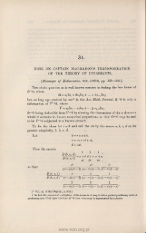Note on Captain MacMahon's transformation of the theory of invariants
