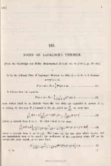 Notes on Lagrange's Theorem