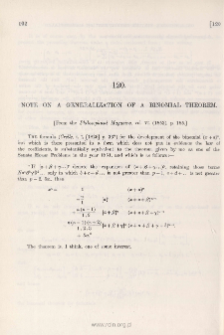 Note on a Generalisation of the Binomial Theorem