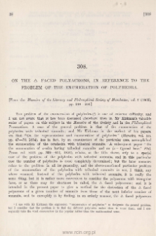 On the Δ faced Polyacrons, in reference to the problem of the enumeration of Polyhedra