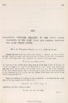 Analytical Theorem relating to the four Conics inscribed in the same Conic and passing through the same three Points