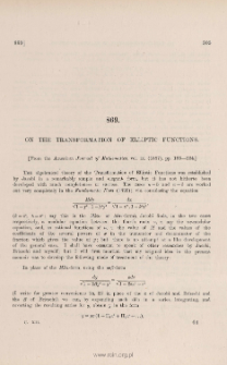 On the transformation of elliptic functions