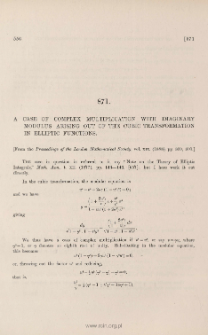 A case of complex multiplication witch imaginary modulus arising out of the cubic transformation in elliptic functions