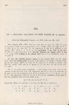 On a Theorem relating to Five Points in a plane