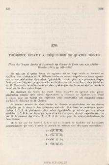 Th&eacute;or&egrave;me relatif &agrave; l'&eacute;quilibre de quatre forces