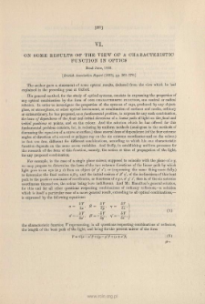 On some Results of the View of a Characteristic Function in Optics. (1833)