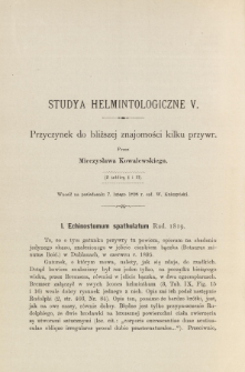 Studya helmintologiczne V. Przyczynek do bliższej znajomości kilku przywr