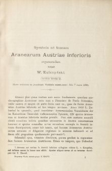 Symbola ad faunam Aranearum Austraie inferioris cognoscendam